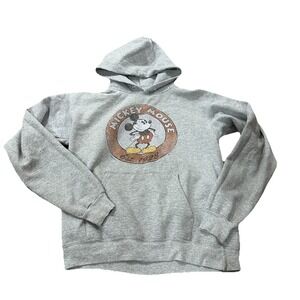 Disney Parks Gray Mickey Mouse Hooded Sweatshirt Size Small Hanes